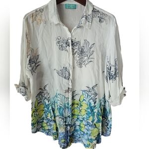 Antica Sartoria By Giacomo Cinque Floral Collared‎ Button Shirt One Size